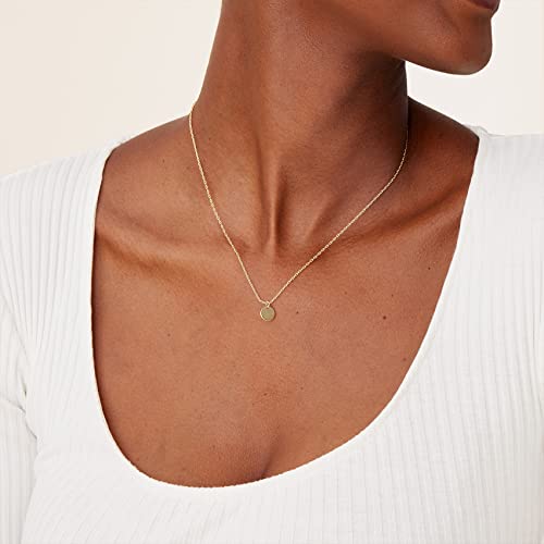 PAVOI 14K Gold Plated Dainty Cubic Zirconia Pendant Necklace for Women | Dot, Elephant, Butterfly, Pineapple, Lock, Knot, Palm Tree, Bow, Smiley Pendant | Layering Chain Necklaces - style: Disc