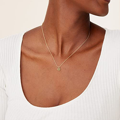 PAVOI 14K Gold Plated Dainty Cubic Zirconia Pendant Necklace for Women | Dot, Elephant, Butterfly, Pineapple, Lock, Knot, Palm Tree, Bow, Smiley Pendant | Layering Chain Necklaces - style: Disc