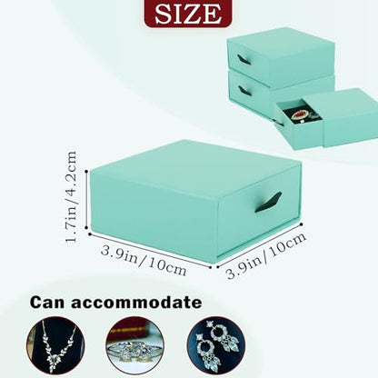 Nsmykhg Jewelry Gift Box Velvet-Lined,12 Pack Compact Drawer Style for Earrings & Rings, Necklace & Bracelet Organizer, 3.93x3.93x1.65 Inches, Stackable Elegant Jewelry Display & Storage Box (Blue) - color: Blue
