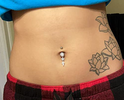 QWALIT Belly Rings - Short Bar Belly Button Rings in Surgical Steel with Opal Stones - 6mm & 10mm - color: F11-4pcs silver short 6mm