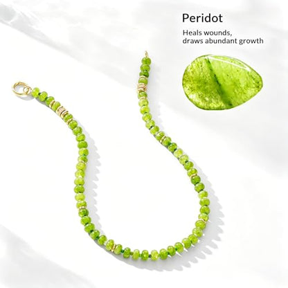 Beaded Necklaces for Women Boho Colorful Bead Choker Necklace Natural Gemstone Handmade Summer Beach Layering Necklace Jewelry Gift for Women - color: Olive Green