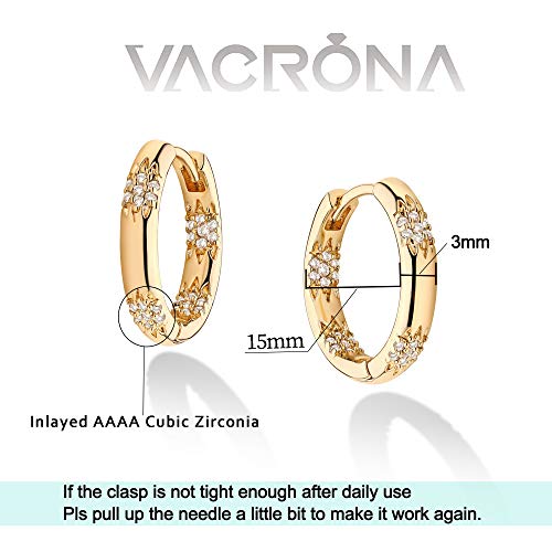 Cubic Zirconia Huggie Earrings 14k Gold Plated Tiny Earrings Small Huggie Hoop Earrings Simple Lightweight Hoops Gift for Women - color: flower cz hoop