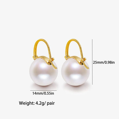 Sterling Silver Big Pearl Earrings for Women Freshwater Cultured Pearls Dangle Drop Earring Jewelry for Women Large Round White Pearl Studs Earrings - color: Style E