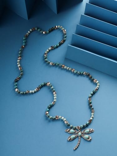 MINACHI Handmade Agate Pebble Pendant with Crystal Beads, Random Stone Shape, Vintage Women's Jewelry - style: Necklace NECK.013