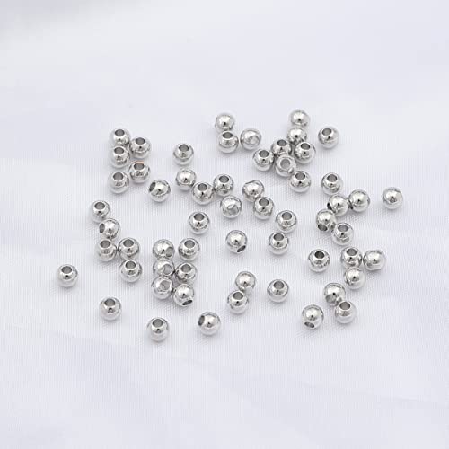 Platinum Plated Round Spacer Beads 4mm 100pcs for Jewelry Making Findings Non Tarnish - color: Platinum, size: 4mm