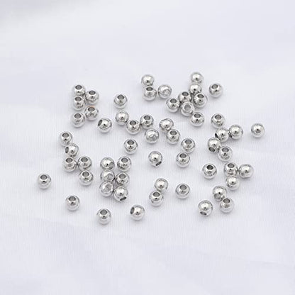 Platinum Plated Round Spacer Beads 4mm 100pcs for Jewelry Making Findings Non Tarnish - color: Platinum, size: 4mm