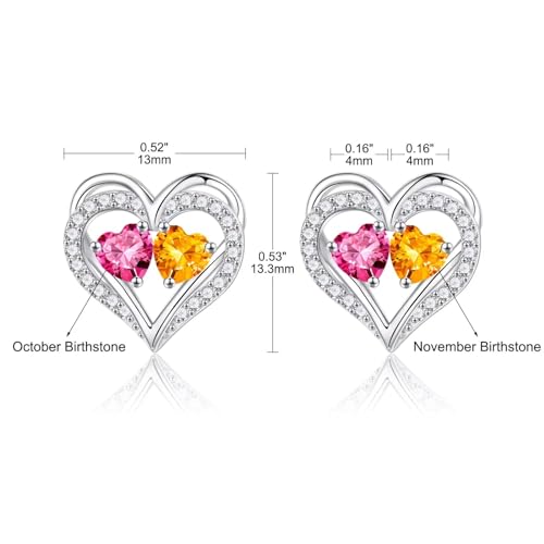 Iefil Birthstone Earrings for Women - 925 Sterling Silver Birthstone Earrings, Anniversary Birthday Gifts for Women Wife Girlfriend Mom - color: 10-11-Oct-Nov Birthstone