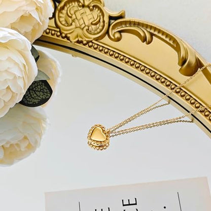 Zeffy Dainty Gold Heart Necklace for Women Trendy 14K Gold/Silver Plate Cute Heart Pendant Choker Necklaces Gold Love Heart Chain Necklace for Women Dainty Gold Jewelry Gifts for Women - style: Flower Heart Necklace-Gold