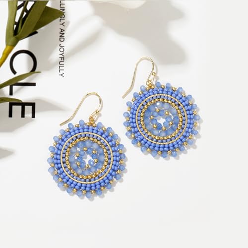 Colorful Summer Beaded Earrings For Women Crystals Glass Bead Dangle Drop Bohemia Earrings Statement Earrings For Women - color: Blue