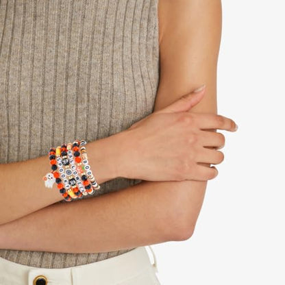 Boho Beaded Stretch Bracelets For Women Stackable Crystal Gold Plated Beaded Bracelets Set Trendy Handmade Friendship Braeclet Jewelry Gifts - color: K-Halloween