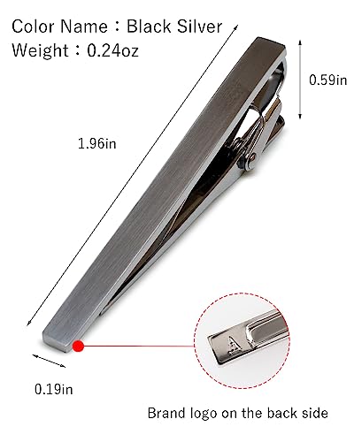 [TAVARAT] Tie Clip Tie Clips for Men Black Silver Tie Bar Tie Pin Tps-043 - style: black silver