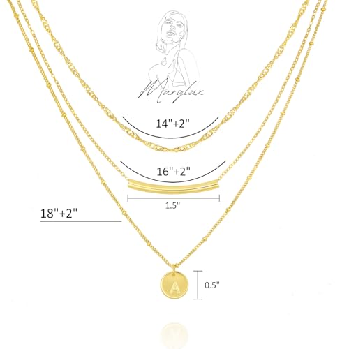Initial Necklaces for Women Trendy, Stackable Dainty 14k Gold Plated Layered Necklace A-Z Letter Pendant Personized Name Neaklace Satellite Chain Gold Jewelry Set Gifts for Women - color: J