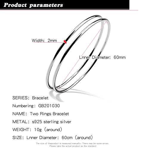 H&Beautimer 925 Sterling Silver Bracelet for Women's Italian Handmade Solid Bangle 2/3/4/5/6/7 Set Rose Gold Fine Jewelry With Gift Box - color: Rose Gold 2set, size: 60MM