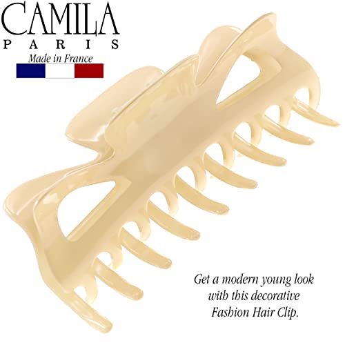 Camila Paris CP3506 French Large Hair Clips for Women Thick Hair for Long Curly Wavy Hair, Girls Hair Claw Clip, Durable Styling Big Claw Clip for Thick Hair, Strong Hold No Slip Grip, Made in France - color: Cream 4.5"