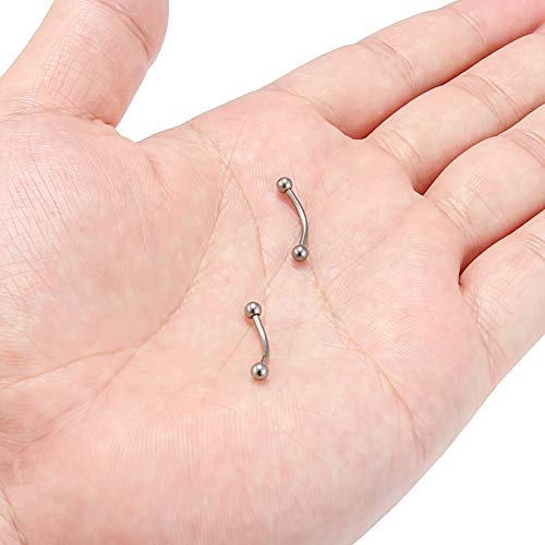 SCERRING 2-8PCS 16G G23 Titanium Curved Eyebrow Barbell Tragus Helix Ear Belly Lip Nipple Tongue Ring Body Piercing Jewelry 6-16mm - style: 2PCS - 12mm