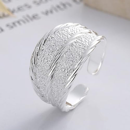 925 Sterling Silver Wide Band Ring Simple Handmade Hammered Chunky Statement Rings Adjustable Boho Thumb Ring for Women Men - color: Pattern 4