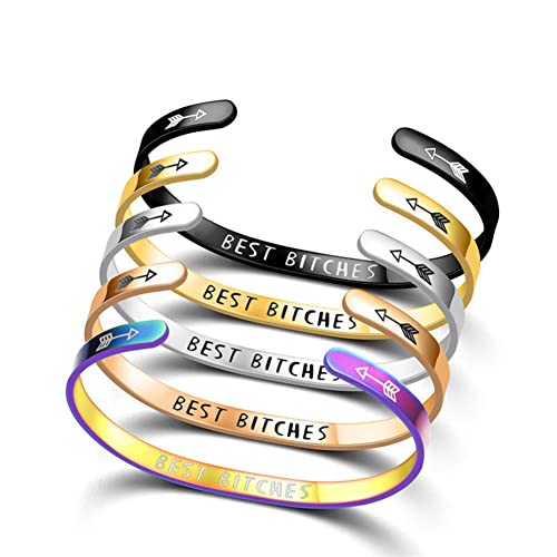 Inspirational Open Bracelet Cuff for Women Men Engraved Keep Fucking Going Bracelet Bangle Stainless Steel Arrow Bracelet Fashion Wristband Jewelry - color: Silver