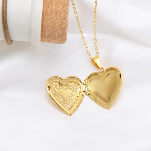 Paialco Heart Shaped Locket Pendant Necklace for Women - color: Yellow-Heart