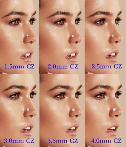6Pairs 18K Gold Plated Internally Threaded Nose Piercing Studs Stainless Steel Lip Studs CZ Flat Back Stud Earrings Nostril Labret Conch Cartilage Earrings Helix Tragus 6/7/7/8/10/12mm 16G 18G - color: Silver, size: 16G