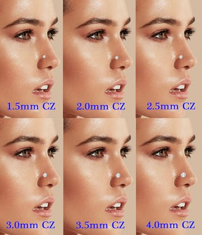 6Pairs 18K Gold Plated Internally Threaded Nose Piercing Studs Stainless Steel Lip Studs CZ Flat Back Stud Earrings Nostril Labret Conch Cartilage Earrings Helix Tragus 6/7/7/8/10/12mm 16G 18G - color: Silver, size: 16G