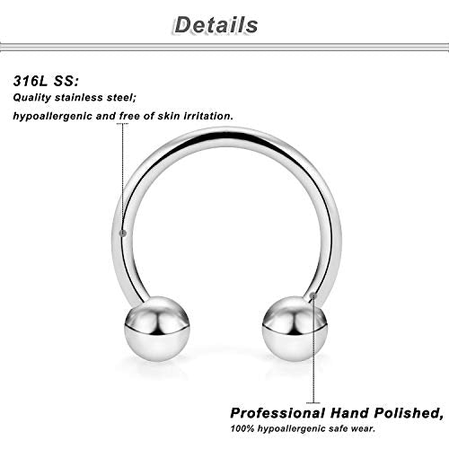 16G Spiral Lip Rings Hoops 316L Surgical Steel Cartilage Helix Tragus Earring Lip Eyebrow Labret Septum Smiley Rings Hoop Piercing Jewelry 8mm 10mm - color: J:27pcs Mix Color