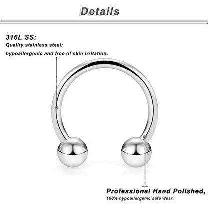 16G Spiral Lip Rings Hoops 316L Surgical Steel Cartilage Helix Tragus Earring Lip Eyebrow Labret Septum Smiley Rings Hoop Piercing Jewelry 8mm 10mm - color: J:27pcs Mix Color