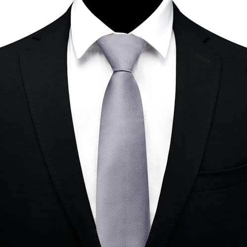 GUSLESON 3.15"（8cm） Mens Pre-tied Adjustable Zipper Tie Solid Necktie for Business and Wedding - color: Grey