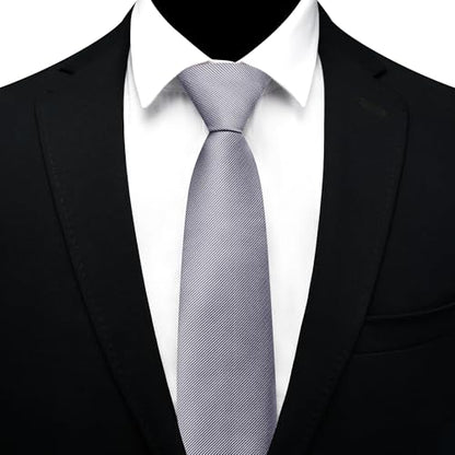 GUSLESON 3.15"（8cm） Mens Pre-tied Adjustable Zipper Tie Solid Necktie for Business and Wedding - color: Grey