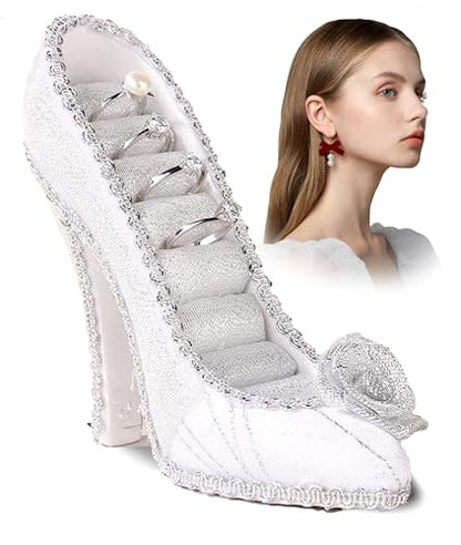Jewelry Display Stand, Earring Necklace Ring Holder, Model Dress High heeled Shoes Earring Necklace Ring Jewelry Holder Stand Display (White) - color: White