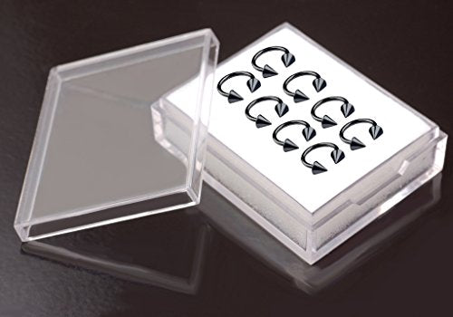 8pcs 16g Horseshoe Ring Circular Barbell Cartilage Hoop Septum Nose Lip Eyebrow Spider Bite Tragus Black Spike Ear Pick Size