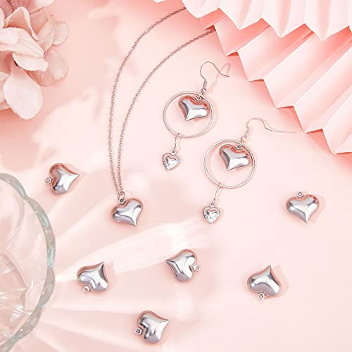 SUNNYCLUE 1 Box 100Pcs Valentines Day Puff Heart Charm 316 Stainless Steel Love Charms Silver Hearts Charms for Jewelry Making Charms DIY Necklace Earrings Crafts Women Adult Supply - color: 1 Box 100pcs Surgical Stainless Steel 3d Heart Charms