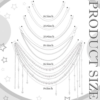 Jadive 5 Pieces Belt Chain Jeans Pants Pocket Waist Multi-Layer Hip Hop Metal Wallet Chain for Men Women - style: Pearl,White