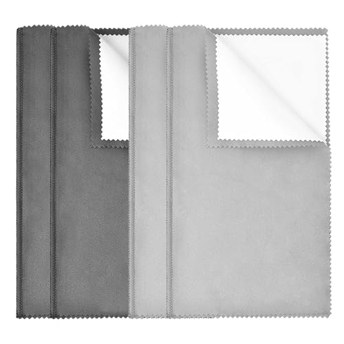 SEVENWELL Silver Polishing Cloth, 4PCS Jewelry Cleaning Cloths | Dual-Layer Cleaning, 7.9" × 7.9", Reusable, Helps Remove Tarnish, Restores Shine, For Silver, Gold & Platinum - color: 2pcs Dark Gray and 2pcs Light Gray (Small)