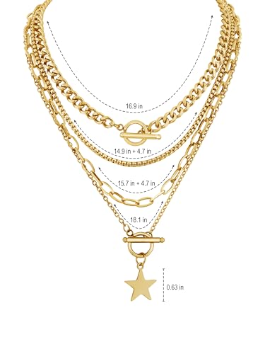 Sacina Goth Layered Star Choker Necklace, Gothic Punk Grunge Emo Necklace, Christmas Jewelry Gift for Women - color: Gold