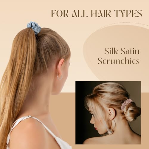 8 PCS Silk Satin Hair Ties Hair Scrunchies for Women Premium Multicolor | Artisan Crafted / Stretched 10" Length / Gift Box / Silky Weave / Soft Touch Daily Use - color: Multicolor