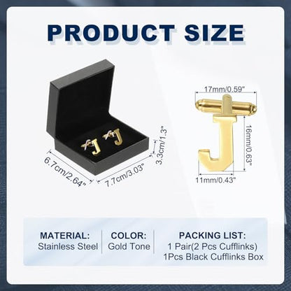 PATIKIL Initial Cufflinks, Classic Alphabet Stainless Steel Men Cuff Links 26 Letters A-Z with Box for Men Father Husband Weddings Gift Business Birthday - style: Letter J