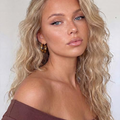 Dr's gift Chunky Leopard Print Earrings for Women 14K Gold Plated Statement Huggie Hoop Earrings Brown Acrylic Tortoise Resin Cheetah Trendy Jewelry - color: Leopard 2