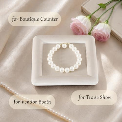 Velvet Jewelry Display Tray for Ring Earrings Necklace Bracelet Flat Tray - color: Beige, size: 5.12 × 5.12 in
