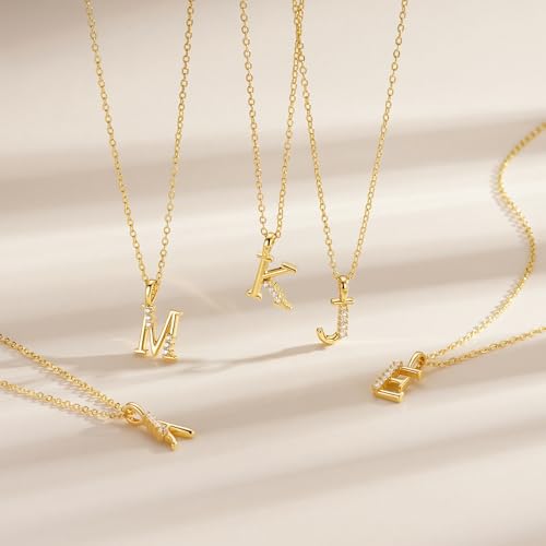 Turandoss Initial Necklaces for Women - 14K Gold Plated Dainty Letter A-Z Pendant Necklace Personalized Trendy Fashion Jewelry for Women Girls Birthday Gifts - color: L