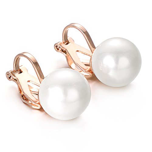Yoursfs 10mm Tiny Pearl Clip On Earrings for Women 18K Gold Plated Faux Pearls Bridal Earring Fashion Wedding Jewelry - color: White Pearl