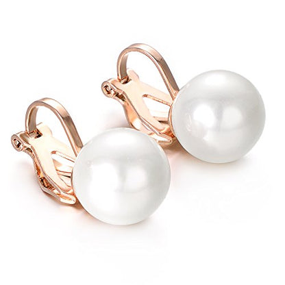 Yoursfs 10mm Tiny Pearl Clip On Earrings for Women 18K Gold Plated Faux Pearls Bridal Earring Fashion Wedding Jewelry - color: White Pearl