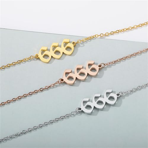 PAURO Women's Angel Number Bracelet Ankle Anklet Chain Adjustable | Stainless Steel, Minimalist Numerology Spiritual Statement Jewelry Gift - color: Gold 666, 5.5+2.8inch