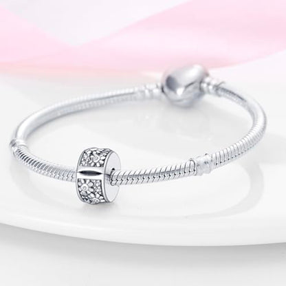 925 Sterling Silver Stopper Clip Charms for Bracelet Necklace Spacer Beads with 5A Cubic Zirconia Mother's Day Christmas DIY Gift for Women(2PCS) - style: Cloverleaf Retaining Clip