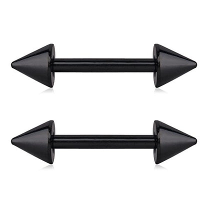 316L Stainless Steel Spike Nipple Shield Barbell Ring Bar Body Piercing Retainer 14G 1/2Inch - color: 2PCS - Black