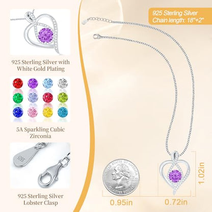 925 Sterling Silver Infinity Heart Necklace for Women, Rhodium Plated Cubic Zirconia Pendant Gift for Girlfriend Wife Mom - Anniversary Valentine's Day Birthday Present with Elegant Gift Box - color: Silver-02-Feb