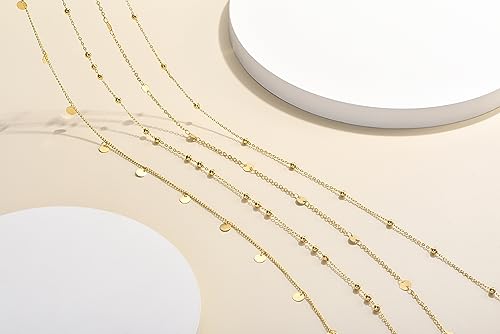 Jovivi 4 Pcs 18K Gold Plated Body Chains for Women,Adjustable Belly Chains for Waist,Multilayer Summer Beach Bikini Waist Beads Body Chains Jewelry for Women