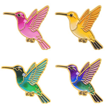 2/4/5/20pcs Funny Enamel Pins Bulk - Aesthetic Hard Enamel Lapel Pins Set, Art Brooches for Backpacks, Jackets, Hats, Bags, Lanyards, Cute Animal Pins for Adults, Kids, Women, Men - style: 4pcs Hummingbird