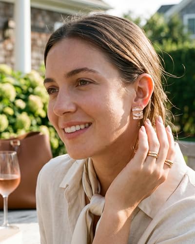 Gold Earrings for Women Trendy Chunky Statement Stud Earrings | Hypoallergenic Earrings,Gold Stud Earrings,Earrings for Sensitive Ears Women,Statement Earrings,Jewelry Gifts - color: Aimran & Rose Gold