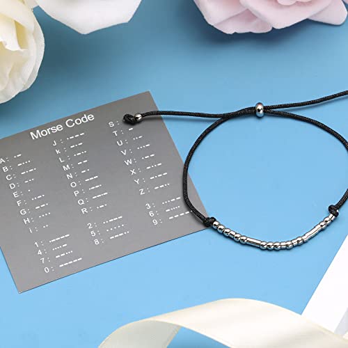 ASELFAD Morse Code Bracelets for Women, Funny Best Friend Birthday Gifts for Women Friendship Bracelets, Inspirational Jewelry, Teen Girl Gifts Trendy Stuff - style: I love you