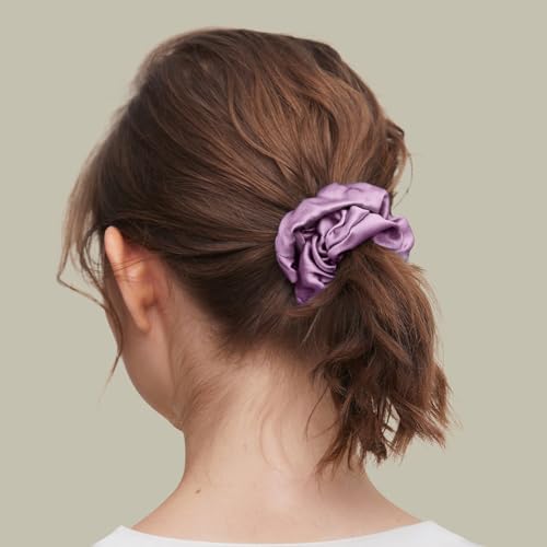 LILYSILK Silk Hair Scrunchies/Ties for Frizz & Breakage Prevention, 100% Mulberry, No Damage, Elastic ponytail Holders, 1Pc, Lavender - color: Lavender